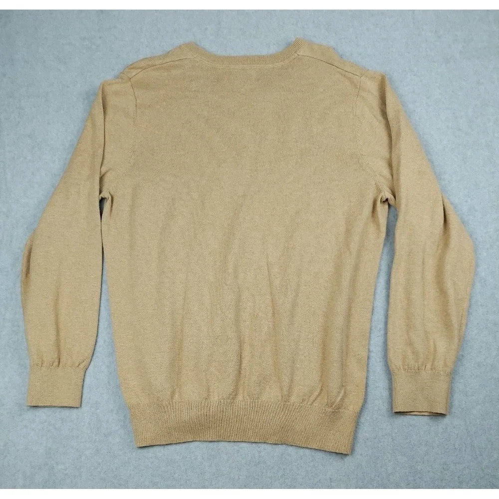 LL‎ Bean Pullover Sweater Men's Brown V Neck Cotton Cashmere Blend Sz Large